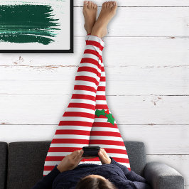 Red Stripes Candy Cane Holly Festliche Weihnachten Leggings