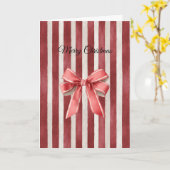Red Stripes Christmas Bow Karte (Gelbe Blume)