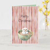Red Stripes Christmas Happy Marshmallow in Cocoa Karte (Gelbe Blume)