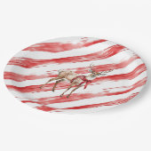 Red Stripes Deep Christmas Pillar Candle Pappteller (Schrägansicht)