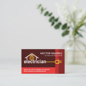 Red Stripes Electrician Bulb Wire Visitenkarte (Stehend Vorderseite)