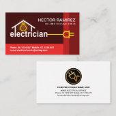 Red Stripes Electrician Bulb Wire Visitenkarte (Vorne/Hinten)