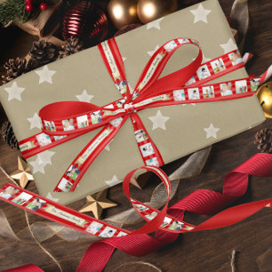 Red Stripes Fotos frohe kleine Weihnachten Satinband