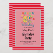 Red Stripes Gerahmt 5. Geburtstagsparty Einladung (Vorne/Hinten)