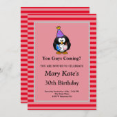 Red Stripes Gerahmt Funny Birthday Party Einladung (Vorne/Hinten)