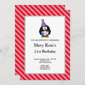 Red Stripes Gerahmt Geburtstagsparty Einladung (Vorne/Hinten)