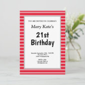 Red Stripes Gerahmt Geburtstagsparty Einladung (Stehend Vorderseite)
