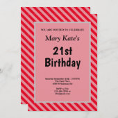 Red Stripes Gerahmt Geburtstagsparty Einladung (Vorne/Hinten)