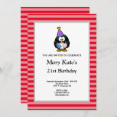 Red Stripes Gerahmt Geburtstagsparty Einladung (Vorne/Hinten)