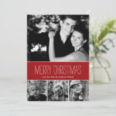 Red Stripes Happy Holidays Fotokarte Feiertagskarte (Stehend Vorderseite)