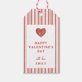 Red Stripes Hearts Happy Valentine's Day Gift Tags Geschenkanhänger