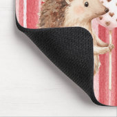 Red Stripes Hedgehog Hearts Balloon Mousepad (Ecke)