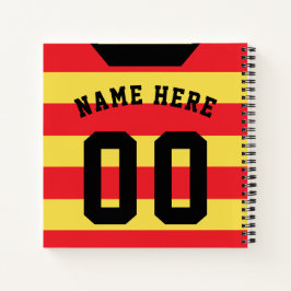 Red Stripes Jersey Template Notebook, Fußball Notizblock