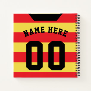 Red Stripes Jersey Template Notebook, Fußball Notizblock