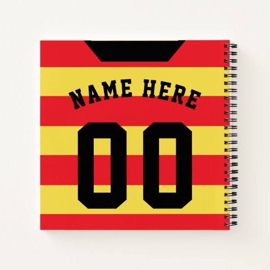 Red Stripes Jersey Template Notebook, Fußball Notizblock (Rückseite)