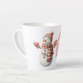Red Stripes Jolly Christmas Snowman Milchtasse (Linke Ecke)