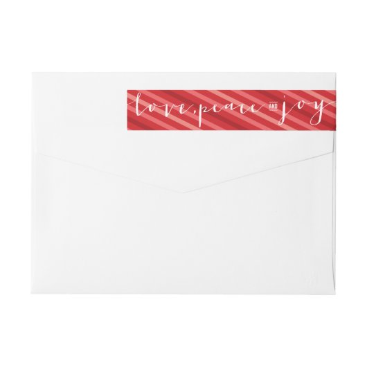 Red Stripes Liebe Peace Joliday Address Label (Rückseite)