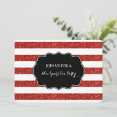 Red Stripes Neujahrsfest-Party Einladung (Stehend Vorderseite)