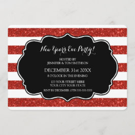 Red Stripes Neujahrsfest-Party Einladung