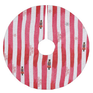 Red Stripes Nutcracker Frohe Weihnachtsbaumrock Polyester Weihnachtsbaumdecke