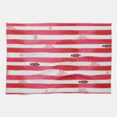 Red Stripes Nutcracker Weihnachtsküche Handtuch (Horizontal)