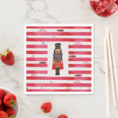 Red Stripes Nutcracker Weihnachtspapier Napkins Serviette (Beispiel)