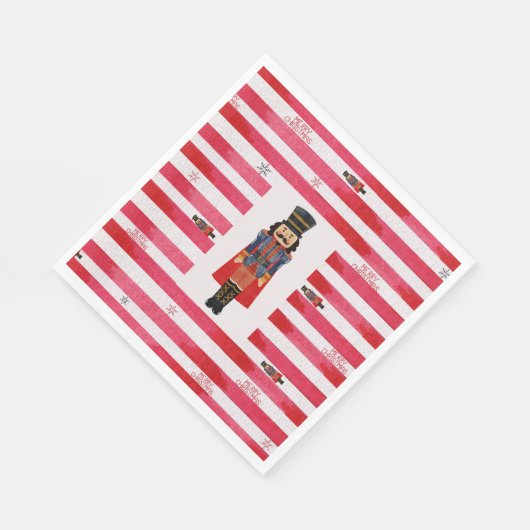 Red Stripes Nutcracker Weihnachtspapier Napkins Serviette (Ecke)