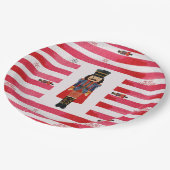 Red Stripes Nutcracker Weihnachtspapier-Teller Pappteller (Schrägansicht)