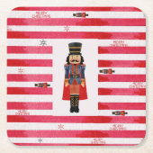 Red Stripes Nutcracker Weihnachtspapier-Untersetze Rechteckiger Pappuntersetzer (Vorderseite)