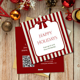 Red Stripes & Red Bow - Kundenfreundliche Unterneh Feiertagskarte
