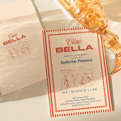 RED Stripes RETRO Bridal Shower Einladung