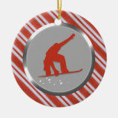 Red Stripes Snowboarder Personalisierte Weihnachte Keramikornament (Vorne)