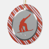 Red Stripes Snowboarder Personalisierte Weihnachte Keramikornament (Links)