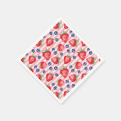 Red Stripes Strawberry Blueberry Geburtstagsparty Serviette (Ecke)