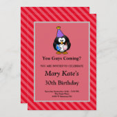 Red Strips Gerahmt Funny Birthday Party Einladung (Vorne/Hinten)