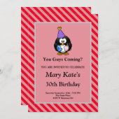 Red Strips Gerahmt Funny Birthday Party Einladung (Vorne/Hinten)