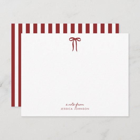 Red Strips und Bow Note Card Einladung (Vorne/Hinten)