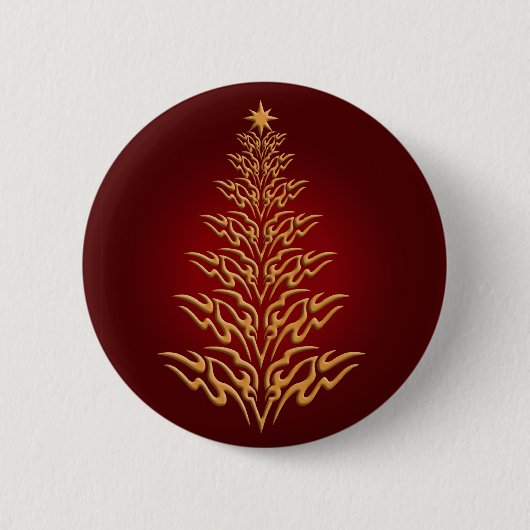 Red Stylish Christmas Tree Button (Vorderseite)