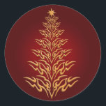 Red Stylish Christmas Tree Stickers<br><div class="desc">Erleben Sie den Urlaubssinn mit diesen schönen Stilgolden-Aufklebern mit rotem Hintergrund.</div>