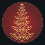 Red Stylish Christmas Tree Stickers<br><div class="desc">Erleben Sie den Urlaubssinn mit diesen schönen Stilgolden-Aufklebern mit rotem Hintergrund.</div>