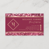 Red Stylish Geometric Gold Frame Modern Visitenkarte (Rückseite)