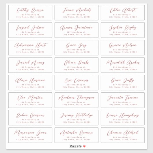 Red Stylish script Braut Gästetikett Aufkleber (Blatt)