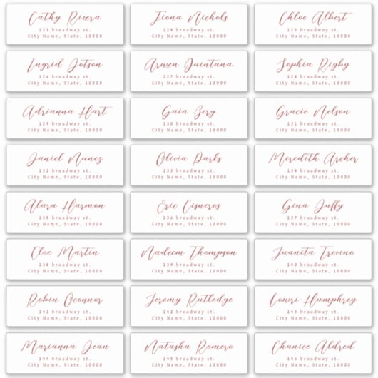 Red Stylish script Braut Gästetikett Aufkleber (Vorderseite)