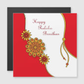 Red Stylized Happy Raksha Bandhan Magnetkarte (Vorne/Hinten)
