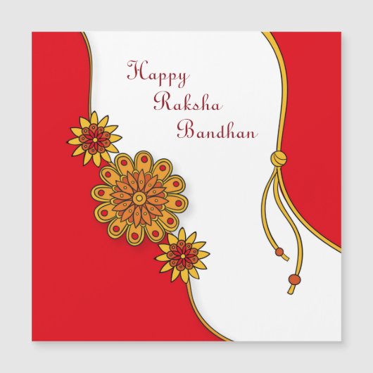 Red Stylized Happy Raksha Bandhan Magnetkarte (Vorderseite)