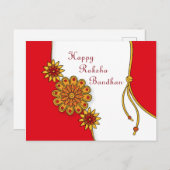 Red Stylized Happy Raksha Bandhan Postkarte (Vorne/Hinten)