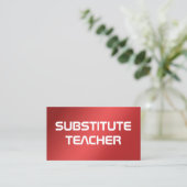 Red Substitute Teacher on Call Visitenkarte (Stehend Vorderseite)