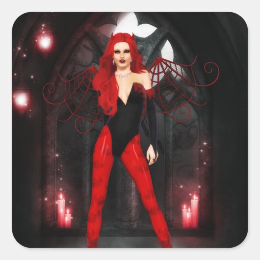 Red Succubus Quadratischer Aufkleber (Vorderseite)