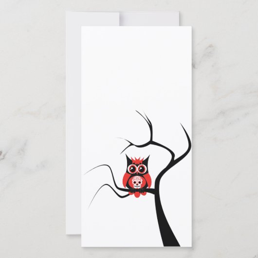 Red Sugar Skull Owl in Tree Foto Card (Vorderseite)