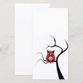 Red Sugar Skull Owl in Tree Foto Card (Vorne/Hinten)